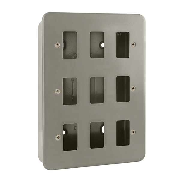 CLICK GRID PRO 9 GANG METAL CLAD FRONTPLATE C/W BACK BOX