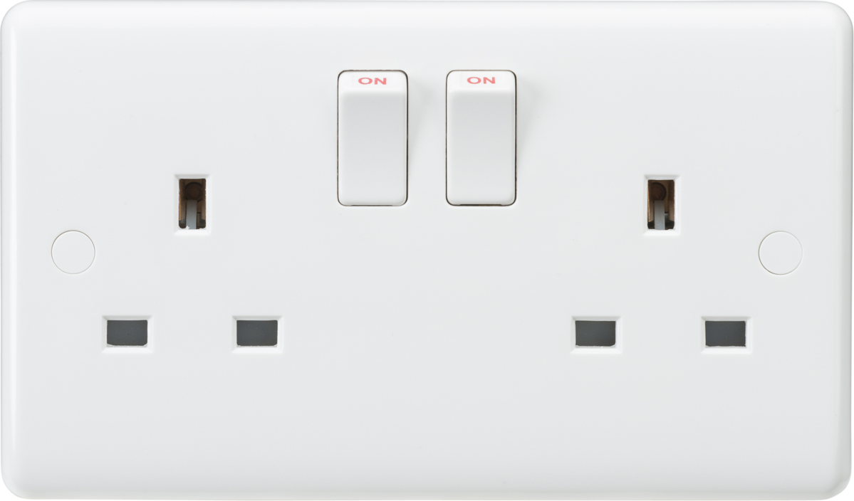 KNIGHTSBRIDGE CURVED EDGE 2 GANG SWITCHED SOCKET