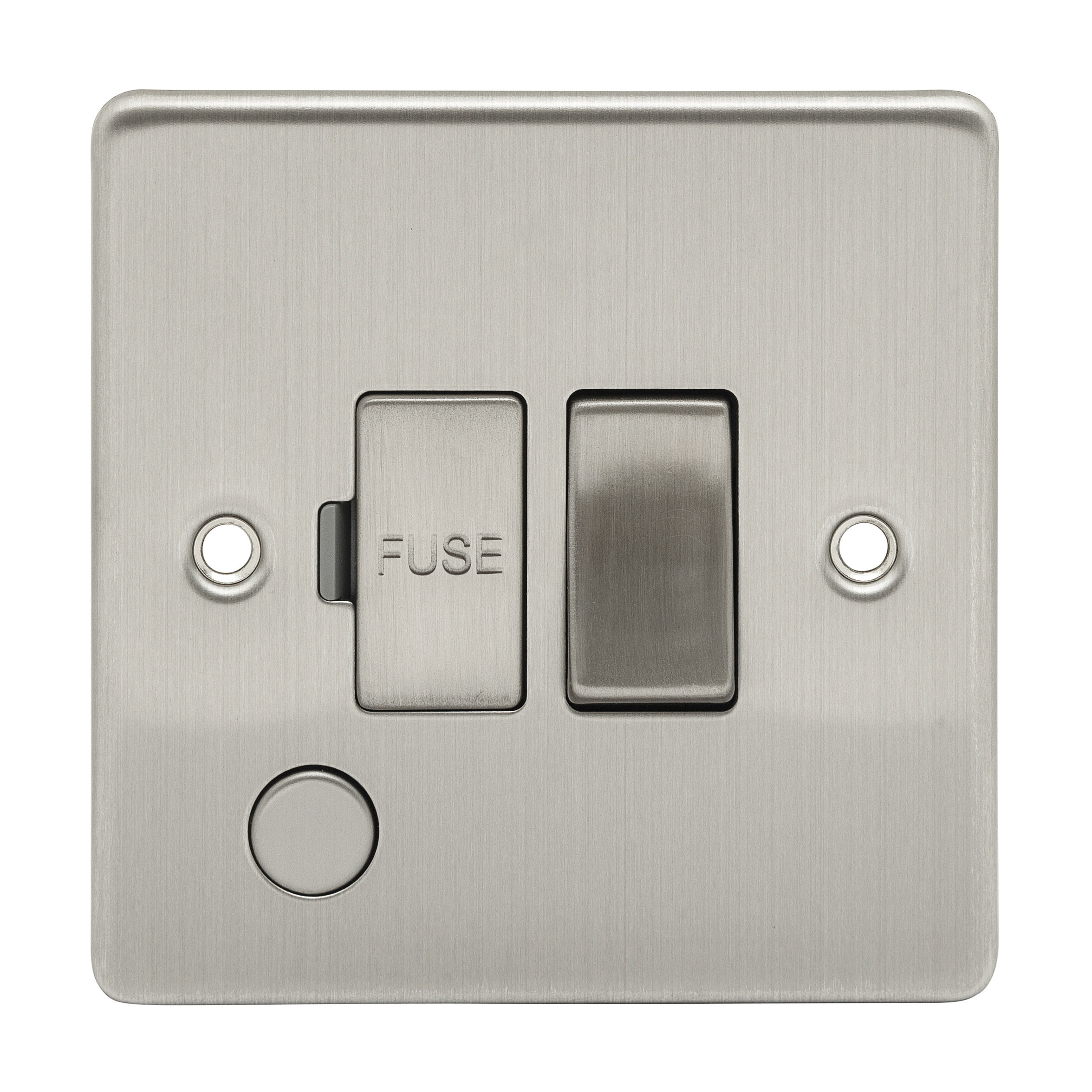 NIGLON PREMIER EDGE BRUSHED CHROME SWITCHED FUSED SPUR C/W FLEX OUTLET