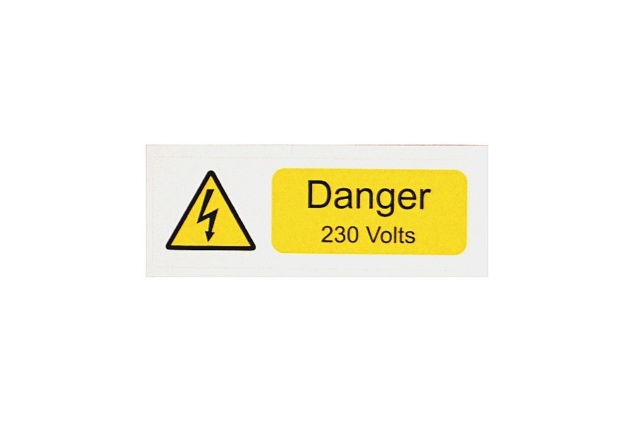 DANGER 230V 75X25MM (PACK OF 10)