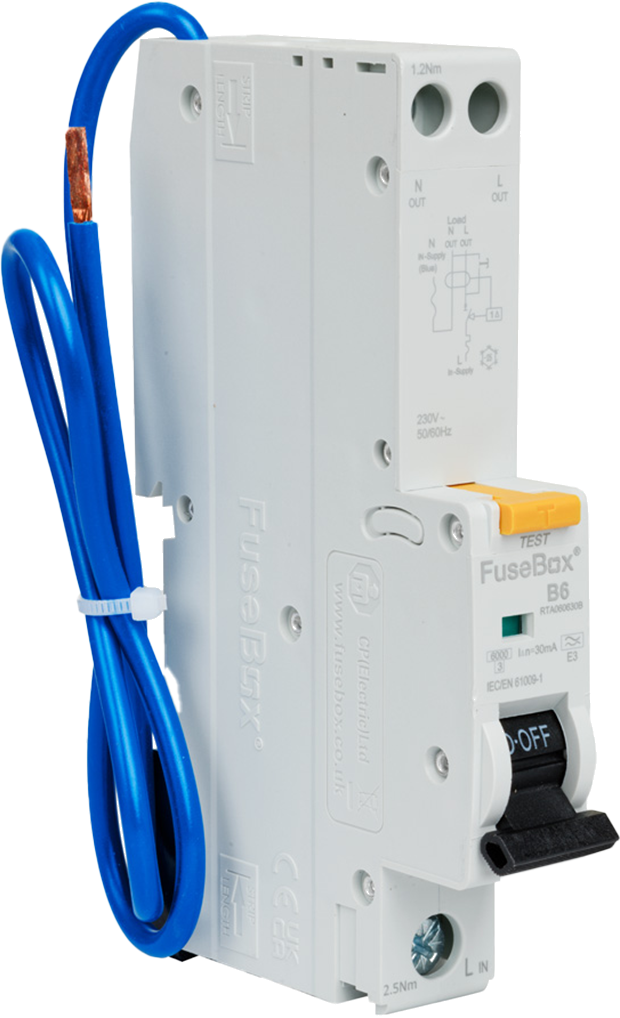 FUSEBOX 6A B CURVE RCBO 30MA 6KA