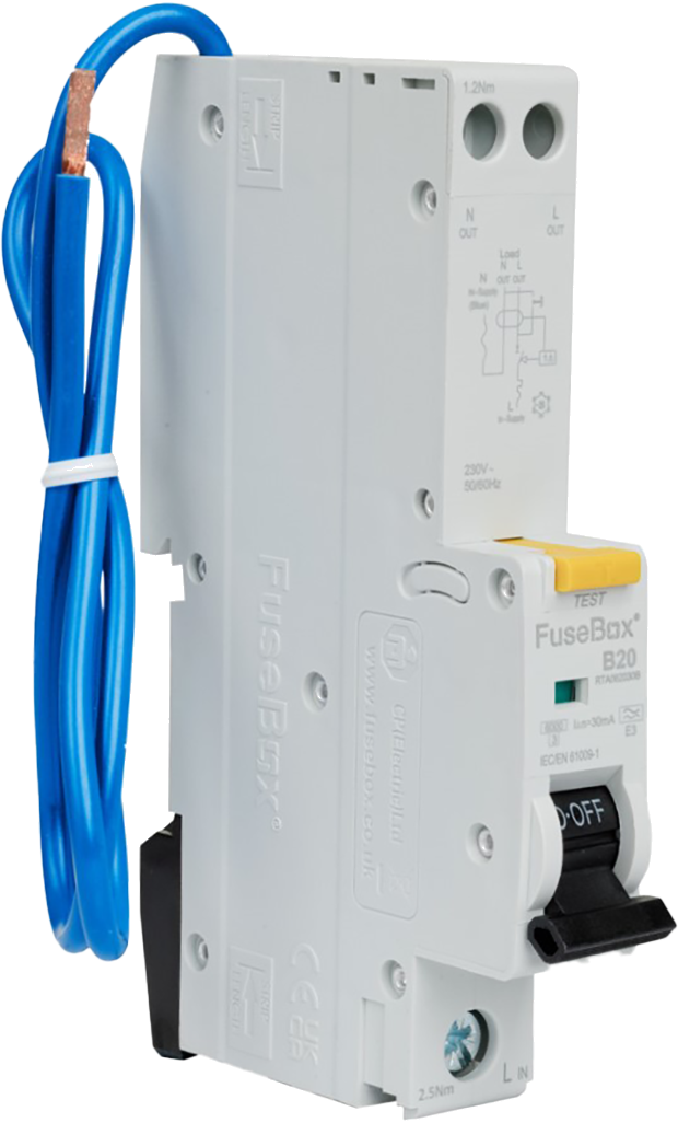 FUSEBOX 20AB CURVE RCBO 30MA 6KA