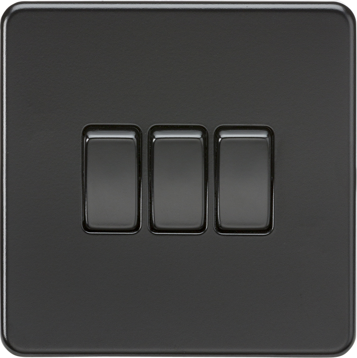KNIGHTSBRIDGE SCREWLESS 10AX 3G 2WAY SWITCH MATT BLACK BLACK INSERT