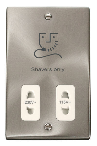 CLICK DECO DUAL VOLTAGE SHAVER SOCKET VICTORIAN SATIN CHROME WHITE