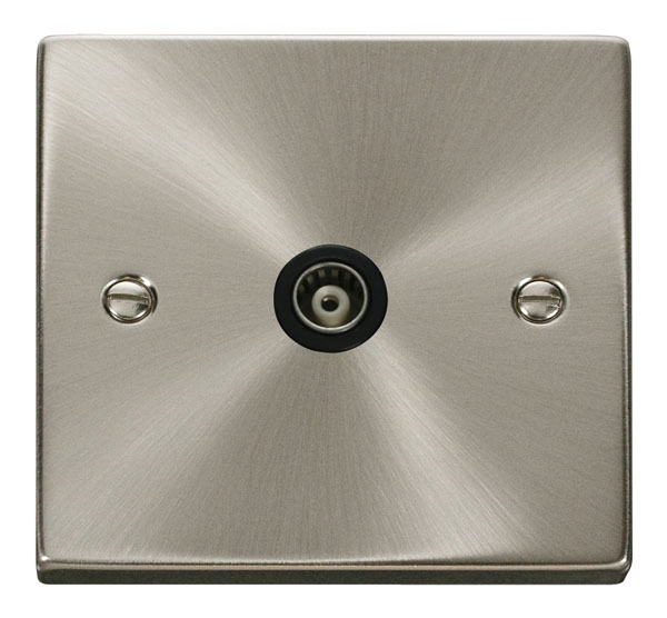 CLICK DECO SINGLE COAXIAL OUTLET VICTORIAN SATIN CHROME BLACK