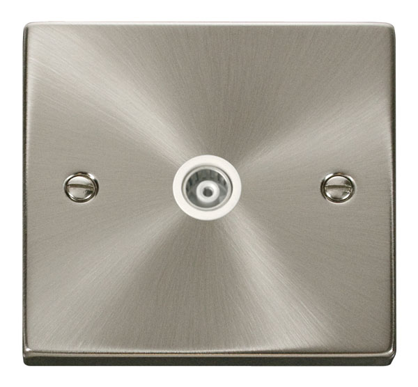 CLICK DECO SINGLE COAXIAL OUTLET VICTORIAN SATIN CHROME WHITE