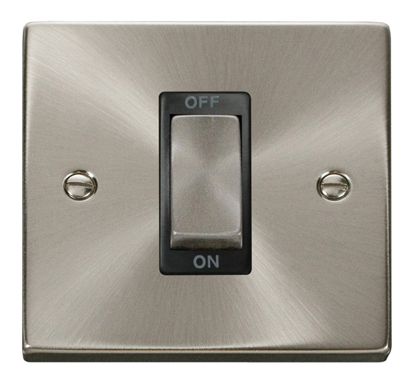 CLICK DECO 1 GANG 45A DP SWITCH VICTORIAN SATIN CHROME BLACK