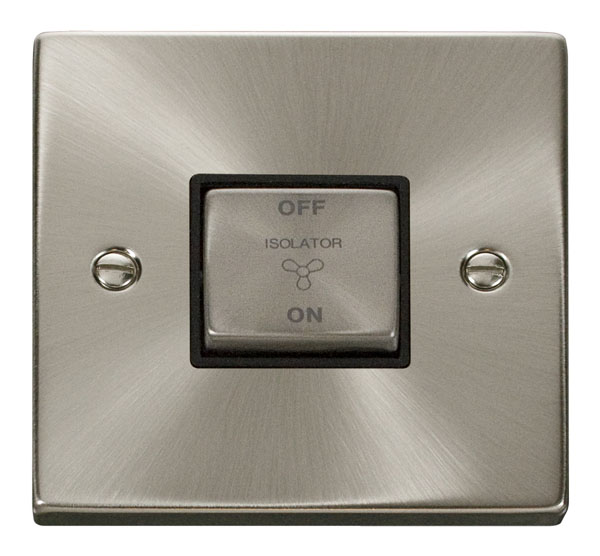 CLICK DECO 10A 3 POLE FAN ISOLATION SWITCH VICTORIAN SATIN CHROME BLACK