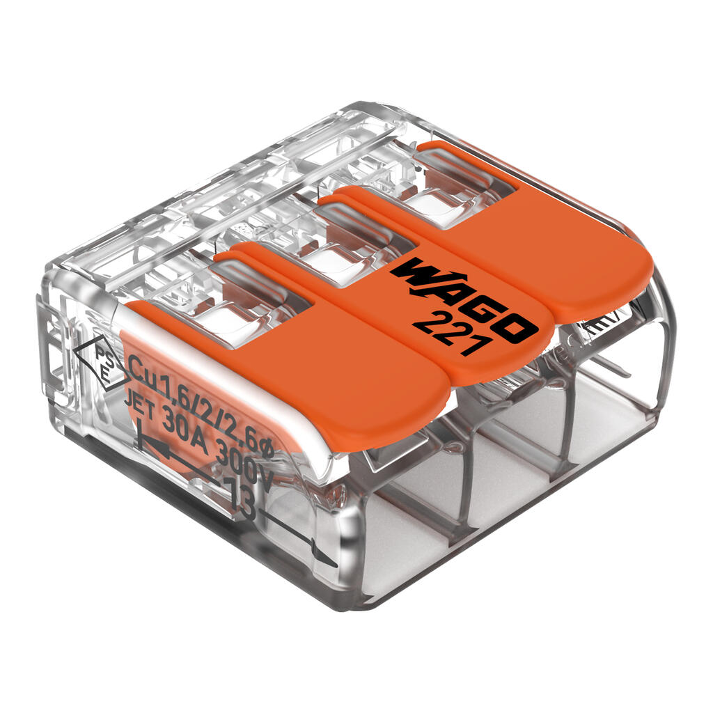 WAGO LEVER CONNECTOR 3 PORT 0.5 - 6mm (BOX -30)