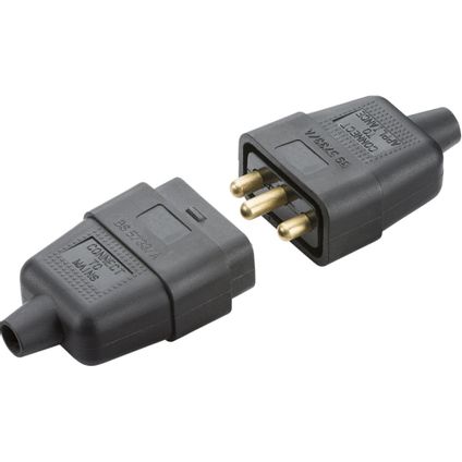 ML 10A 3 PIN INLINE PLUG, BLACK