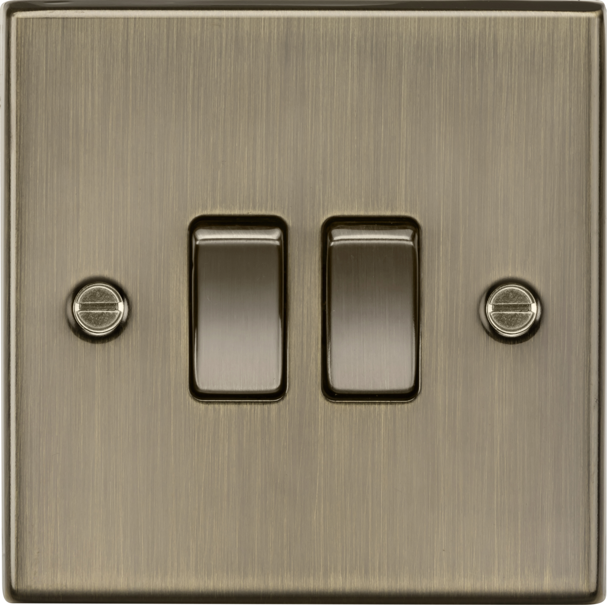 KNIGHTSBRIDGE SQUARE EDGE ANTIQUE BRASS 10A 3G 2 WAY SWITCH