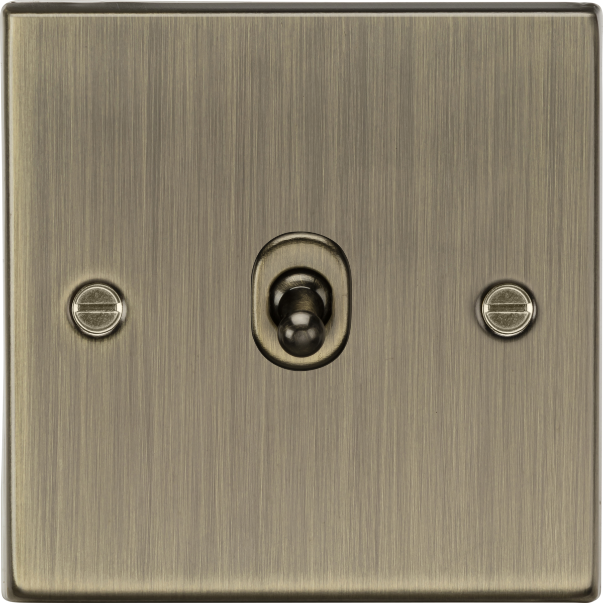 KNIGHTSBRIDGE SQUARE EDGE ANTIQUE BRASS 10A 1G 2 WAY TOGGLE SWITCH