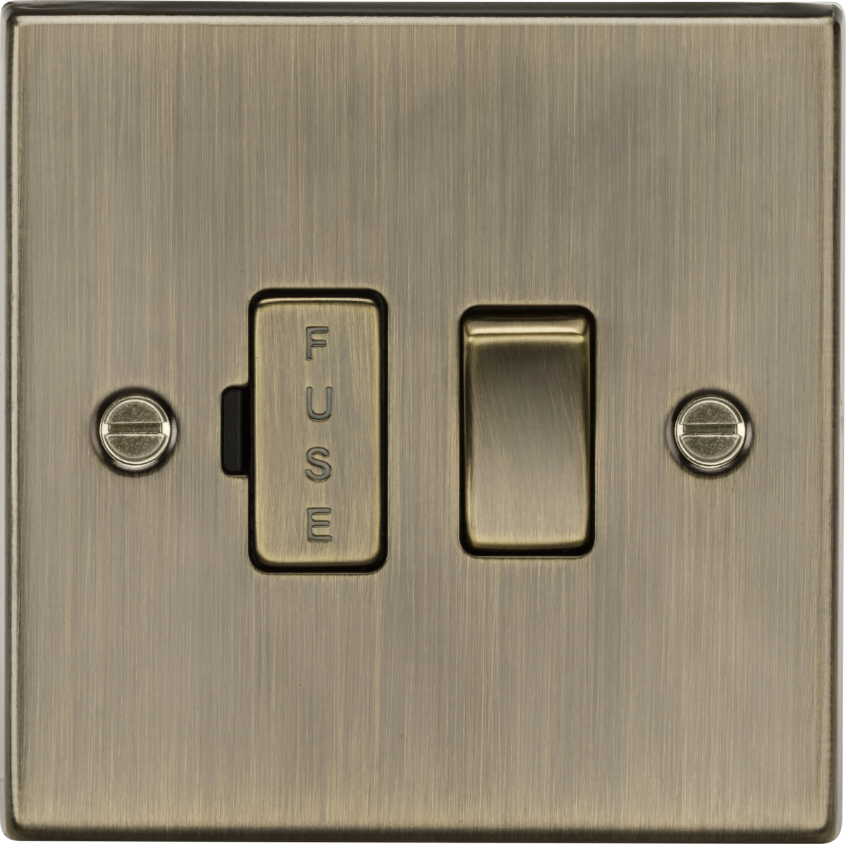KNIGHTSBRIDGE SQUARE EDGE ANTIQUE BRASS 13A SWITCHED FUSED SPUR 