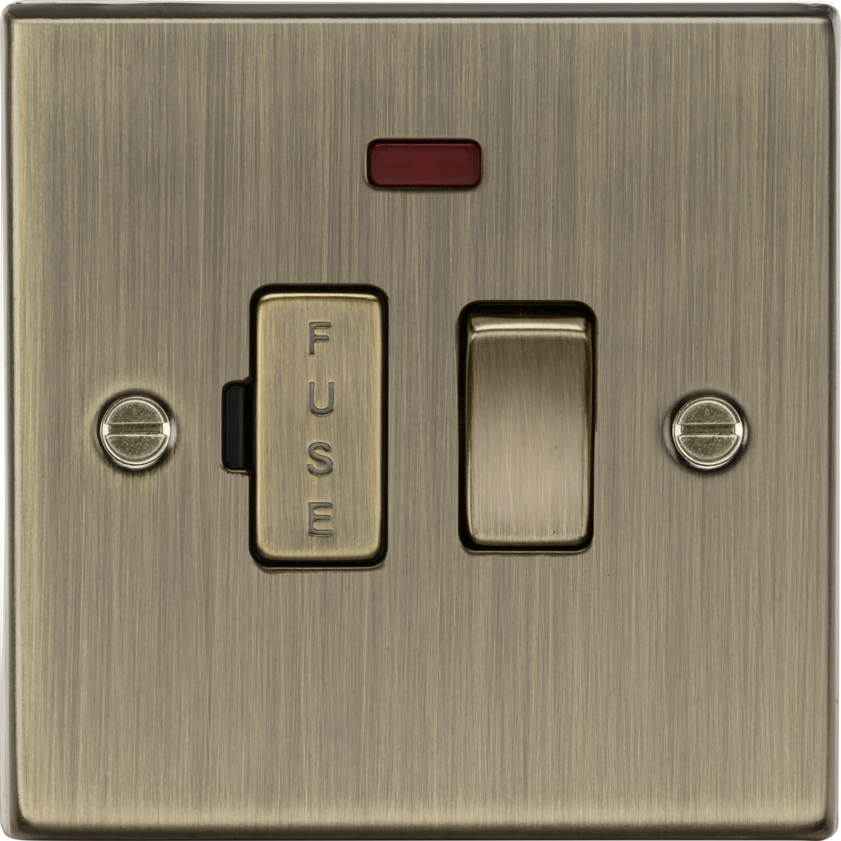 KNIGHTSBRIDGE SQUARE EDGE ANTIQUE BRASS 13A SWITCHED FUSED SPUR + NEON