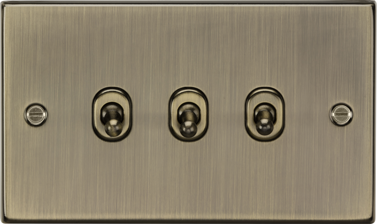 KNIGHTSBRIDGE SQUARE EDGE ANTIQUE BRASS 10A 3G 2 WAY TOGGLE SWITCH