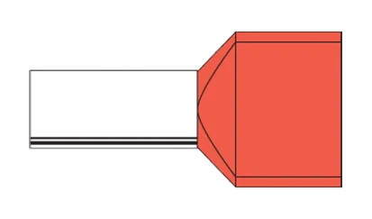 TERM TECH TWIN 10MM RED INSULATION BOOTLACE FERRULES 