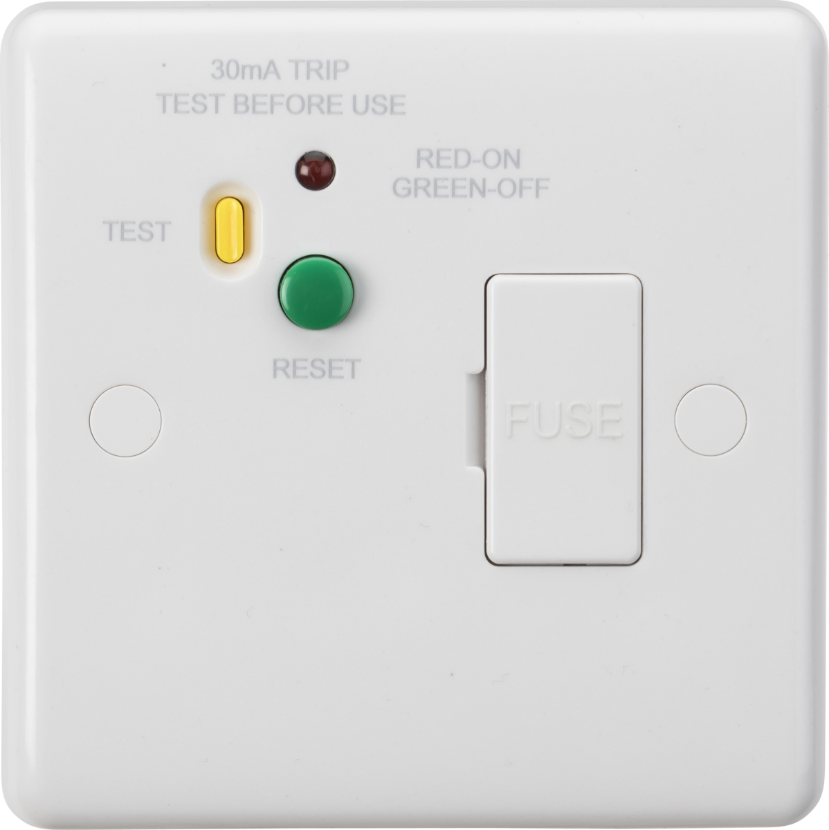 KNIGHTSBRIDGE CURVED EDGE 13A RCD FUSED SPUR (TYPA A) 30mA