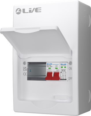 LIVE SRN, 6 MODULE, 3 USEABLE WAY CONSUMER UNIT WITH SPD & DOUBLE POLE BUSBAR - NO FLYLEADS