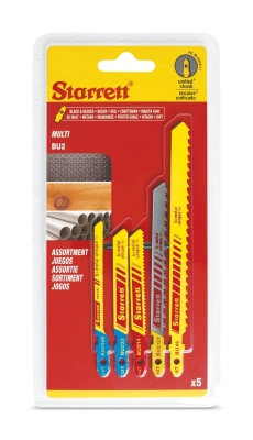 STARRETT ASSORTED JIGSAW BLADES, MULTI PURPOSE - 5 PACK