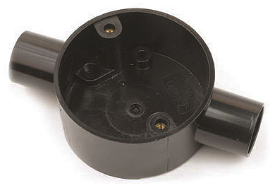 UNIVOLT 20MM PVC THROUGH BOX BLACK 