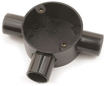 UNIVOLT 20MM PVC TEE BOX BLACK 