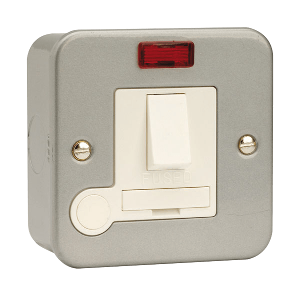 CLICK METAL CLAD 13A SWITCHED FUSED SPUR W/FLEX OUTLET & NEON 