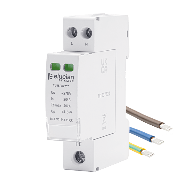 CLICK ELUCIAN 2 POLE SINGLE MODULE SURGE DEVICE 40KA W/TAILS