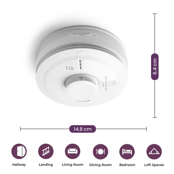AICO 3000 SERIES MULTI-SENSOR FIRE ALARM RECHARGEABLE BACK UP WITH AUDIOLINK EASIFIT BASE