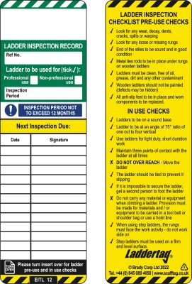 SCAFFTAG  LADDERTAG INSERTS (PACK=10)