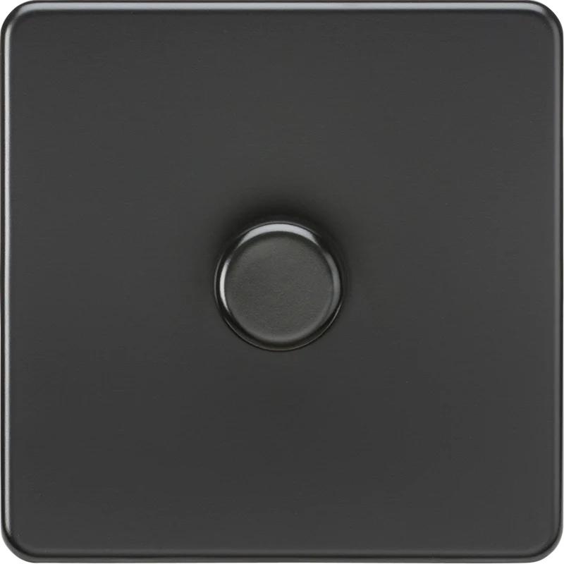 KNIGHTSBRIDGE MATT BLACK SCREWLESS 1 GANG 2 WAY DIMMER (5-150W LED)