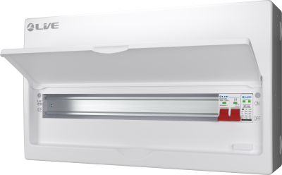 LIVE SRN, 22 MODULE, 19 USEABLE WAY CONSUMER UNIT WITH SPD & DOUBLE POLE BUSBAR - NO FLYLEADS