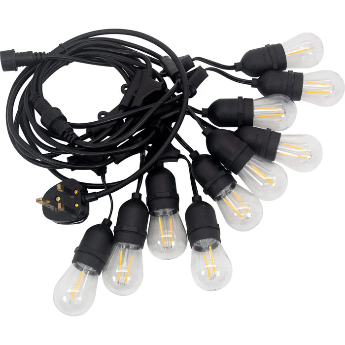 LED FESTOON 12.5M C/W  10 X LAMPS ON HANGING LAMPHOLDERS, IP65