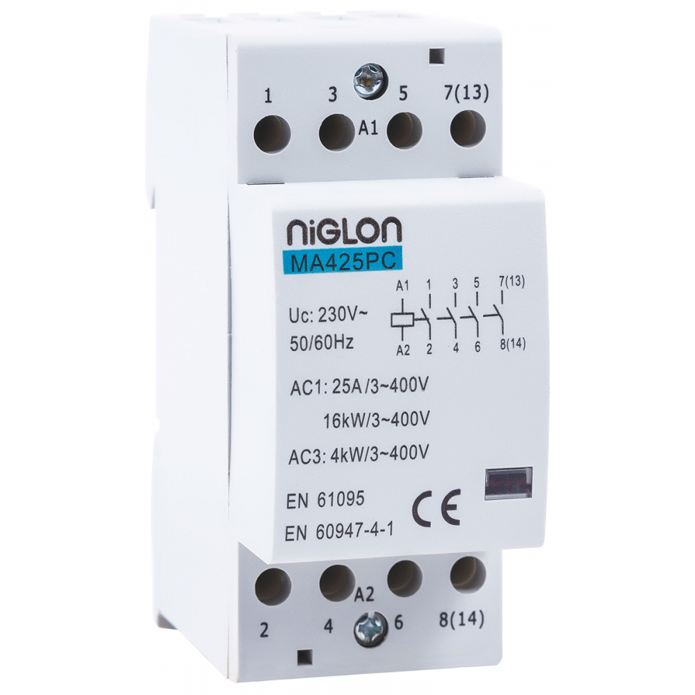 NIGLON 4P (AC1 25A 415V 16kW) CONTACTOR NORMALLY OPEN