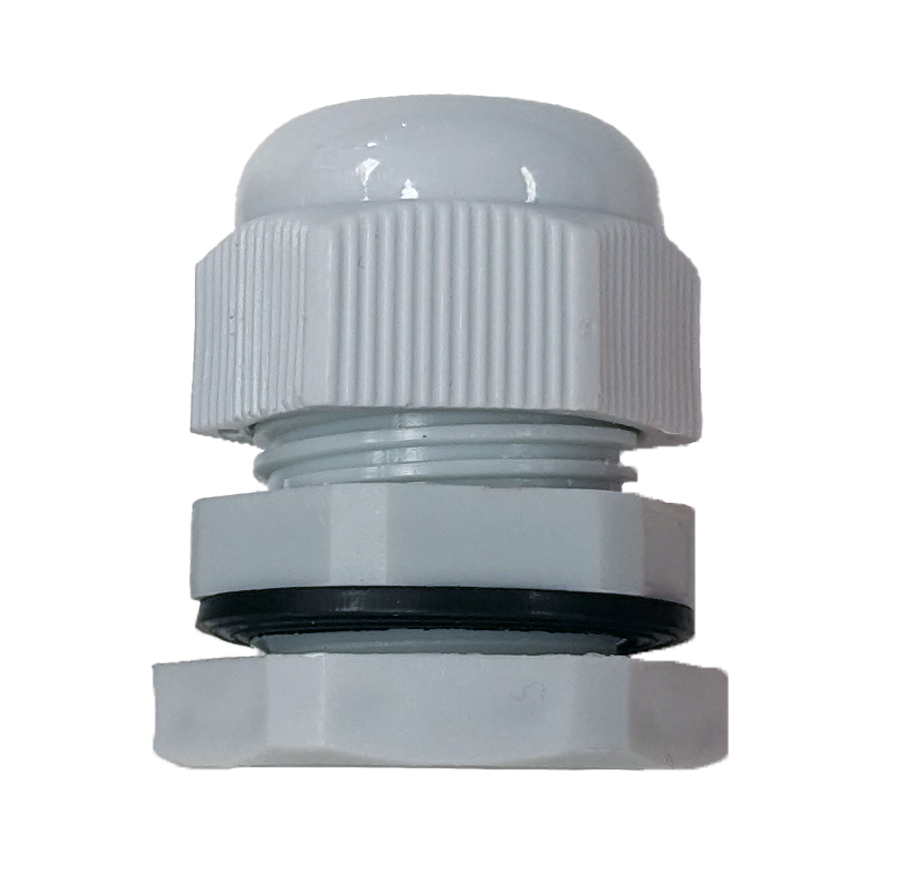 GREY 20MM  LARGE HOLE COMPRESSION GLAND IP68 - TO SUIT CABLE DIA 10-14MM 