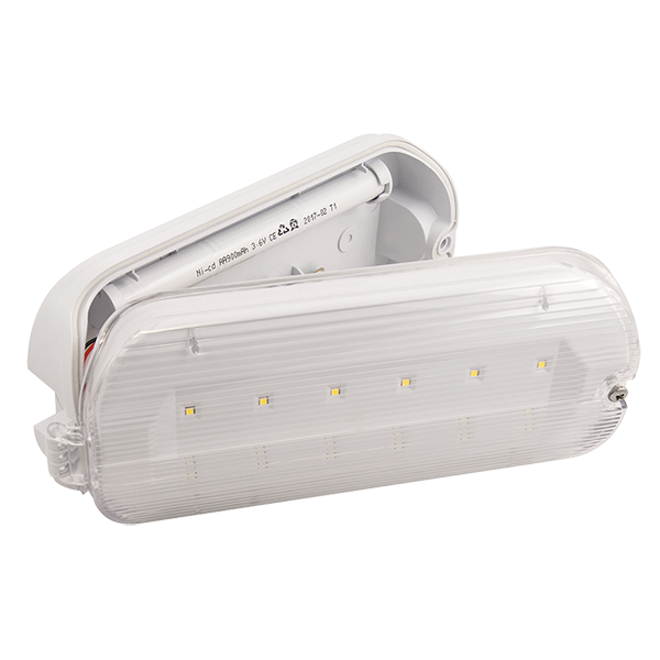 OVIA 3W LED IP65 HINGED EMERGENCY MINIATURE BULKHEAD 