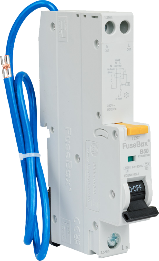 FUSEBOX 50A B CURVE RCBO 30MA 6KA