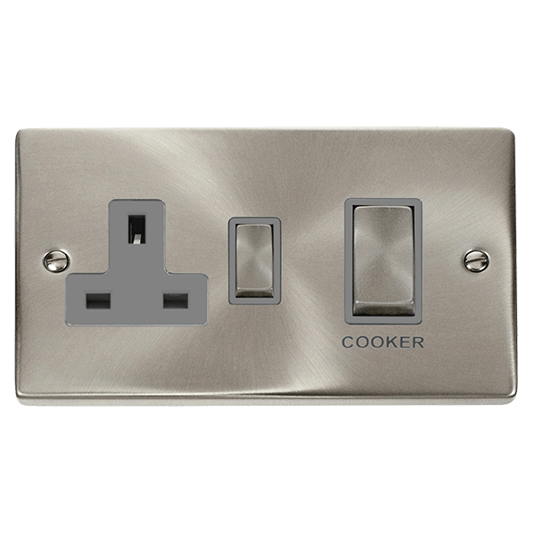 CLICK DECO 50A COOKER CONTROL UNIT VICORIAN SATIN CHROME GREY