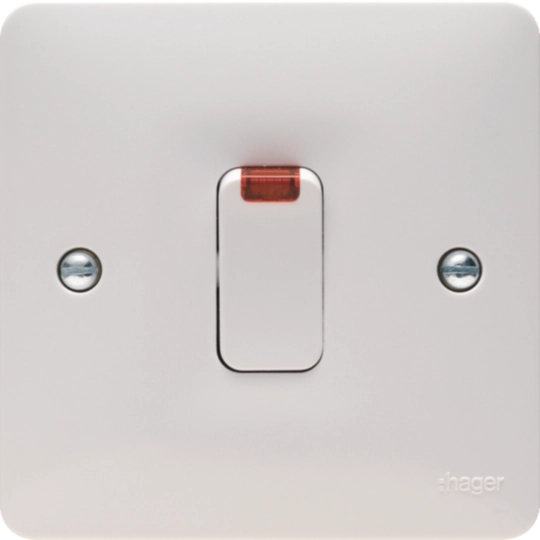 HAGER SOLLYSTA 20A DOUBLE POLE SWITCH C/W LED INDICATOR 