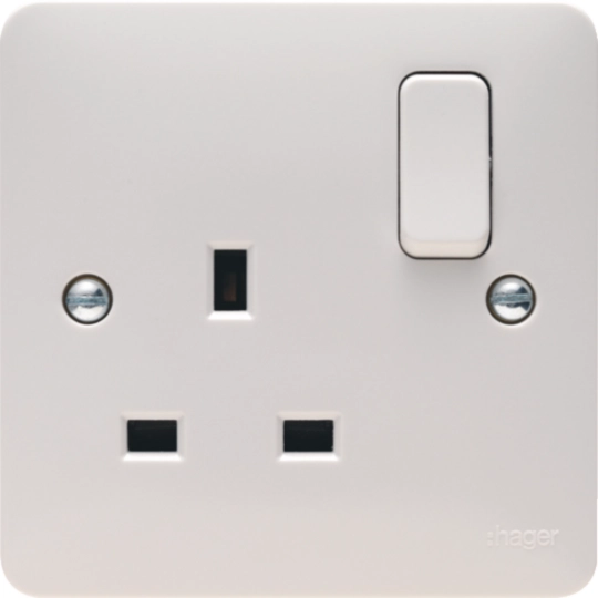 HAGER SOLLYSTA 13A 1 GANG SWITCHED SOCKET