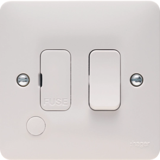HAGER SOLLYSTA 13A FUSED CONNECTION UNIT, SWITCHED C/W FLEX OUTLET