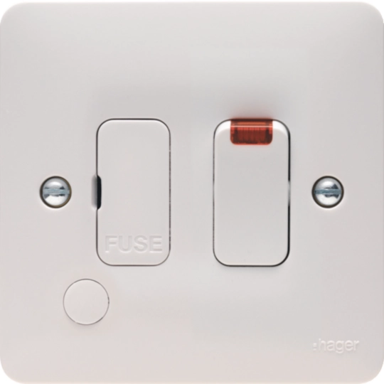 HAGER SOLLYSTA 13A FUSED CONNECTION UNIT, SWITCHED C/W LED INDICATOR & FLEX OUTLET