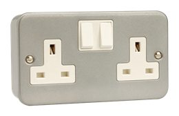 CLICK 2 GANG 13A METAL CLAD SOCKET DP