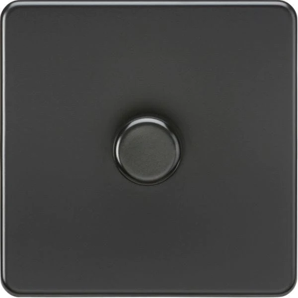 KNIGHTSBRIDGE SCREWLESS 1G 2WAY 10-200W (5-150W LED) TRAILING EDGE DIMMER MATTE BLACK 
