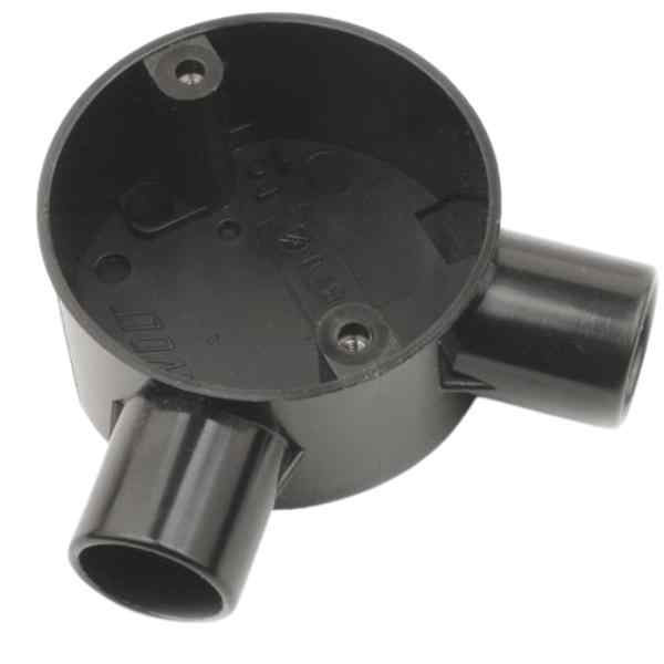 UNIVOLT 20MM PVC ANGLE BOX BLACK 
