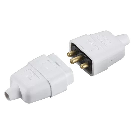 KNIGHTSBRIDGE 10A 3 PIN MAINS CONNECTOR WHITE 