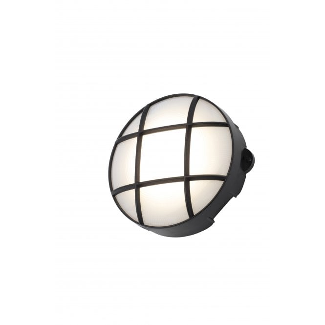 COAST RANGE CAPELLA SMALL ROUND GRID BULKHEAD, BLACK POLYCARBONATE/ OPAL DIFFUSER , 8W LED, CLASS 2