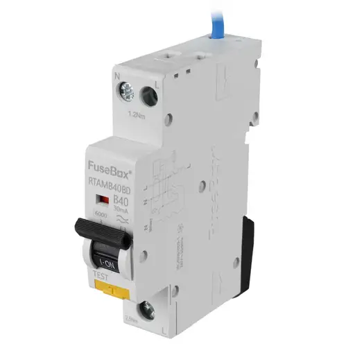 FUSEBOX 40A B CURVE MINIATURE RCBO 30MA 6KA TYPE A, BI DIRECTIONAL