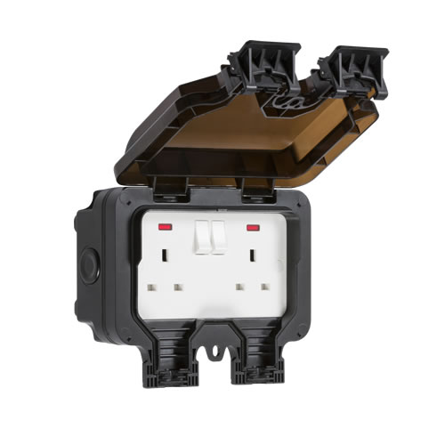 ML ACCESSORIES WEATHERPROOF IP66 2G 13A SWITCHED SOCKET W/NEONS 