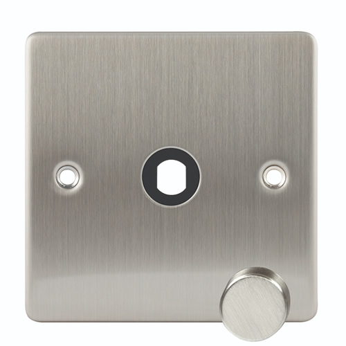 PREMIUM EDGE S  BRUSHED CHROME 1 GANG DIMMER PLATE & KNOB