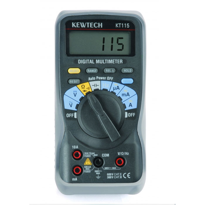 KEWTECH DIGITAL MULTIMETER AC/DC 600V, 10A, DATA HOLD WITH RUBBER HOLSTER